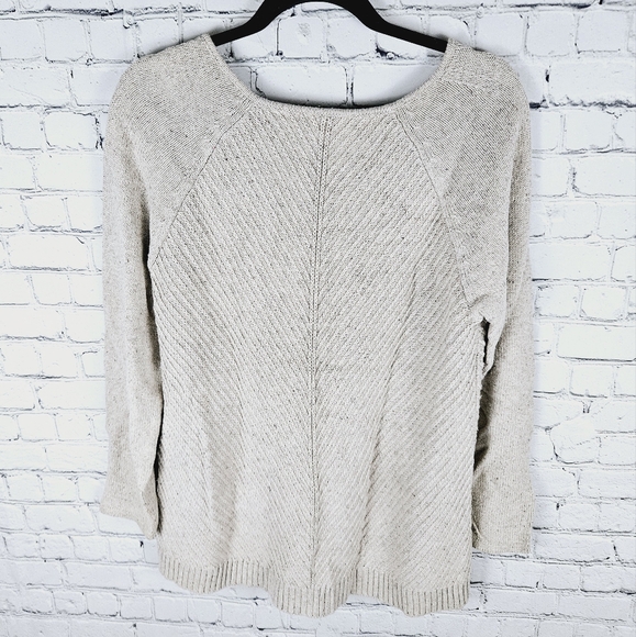 J. JILL | cotton linen blend v-neck long sleeve knit sweater - Picture 3 of 7